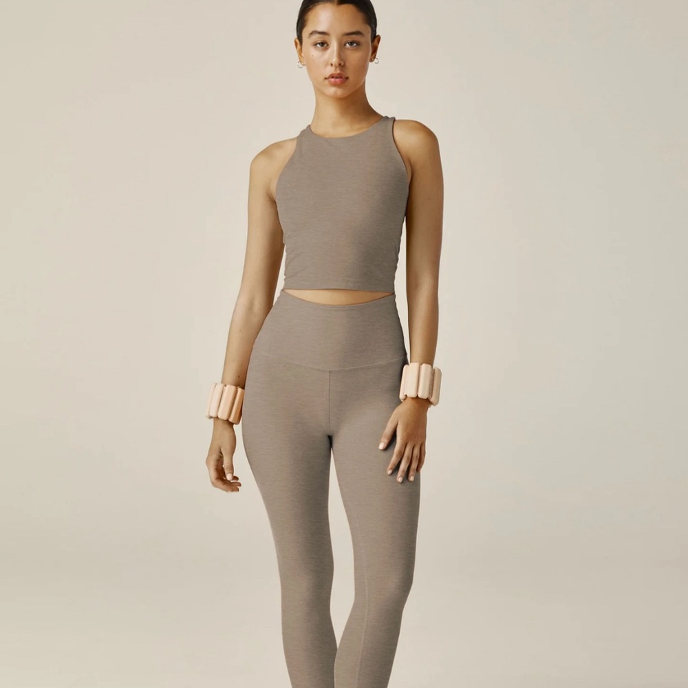Beyond Yoga | Spacedye Focus Cropped Tank | Birch Heather | XS